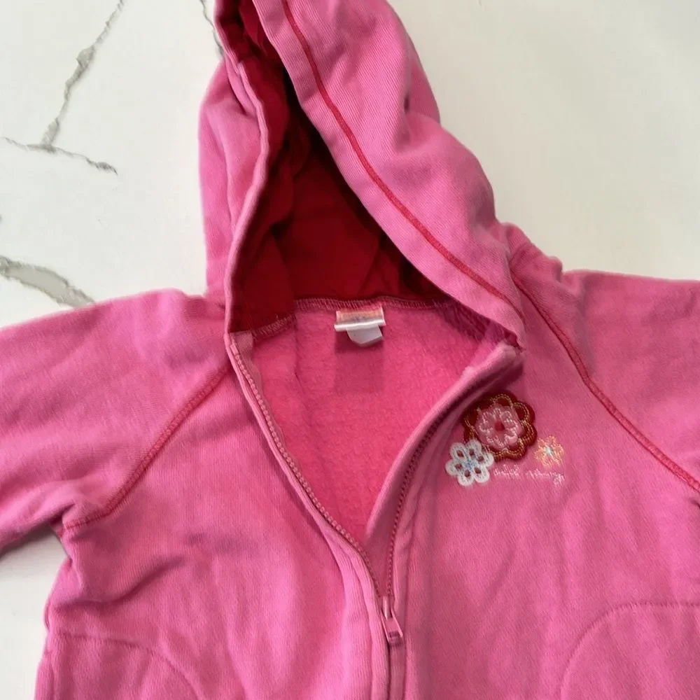 Old Navy Girls Pink Hoodie Sweatshirt Jacket Flowers Embroidery Size 18-24M
